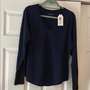 Women's Navy V-Neck Top